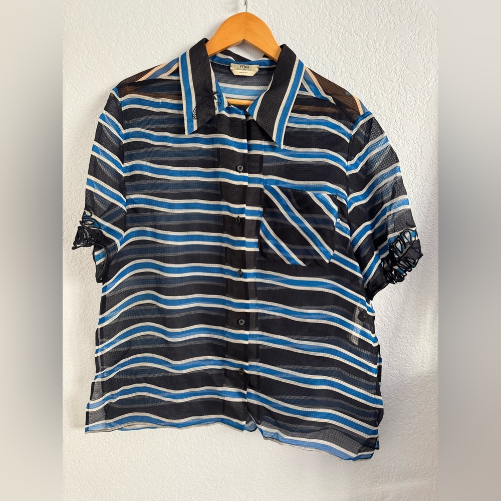 Fendi NWOT silk organza button up